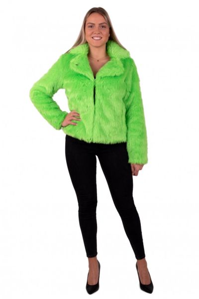 Carnival jacket ladies fluo neon green fur