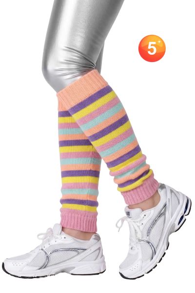 Pastel-striped leg warmers