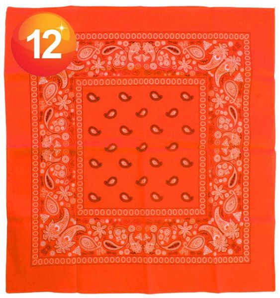 Handkerchief fluorine orange bandana with pattern
