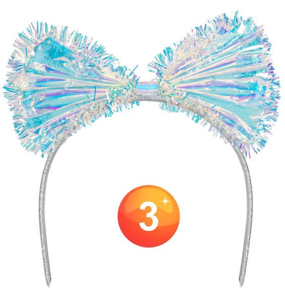 Headband bow in oil shimmer with frizzles