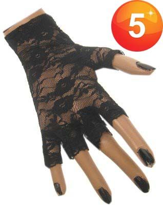 Fingerless glove with lace black