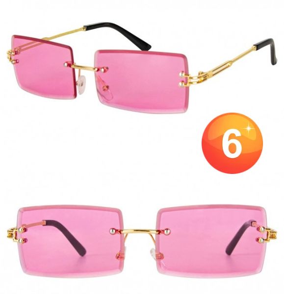 Retro vintage rectangular pink sunglasses