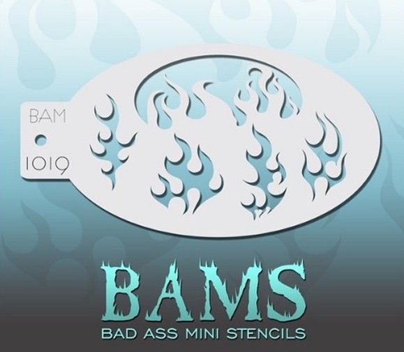 Bad Ass Bams Face Paint Template 1019 - Flames