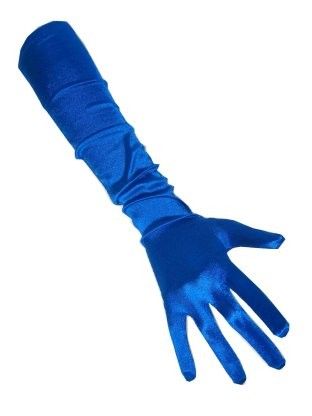 Blue satin gloves