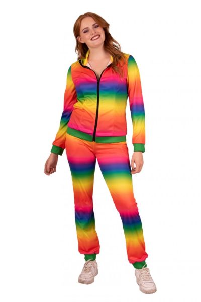 Tracksuit 80s disco rainbow woman