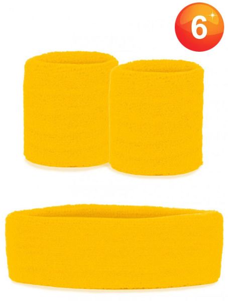 Sets of wristbands and headband yellow