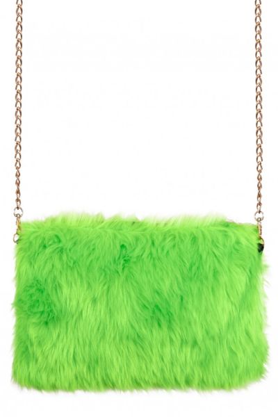 Green bag made of plush imitation