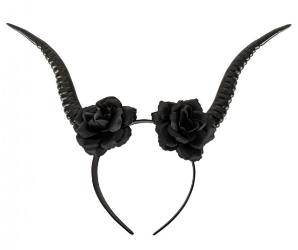 Headdress Masquerade horn with black roses