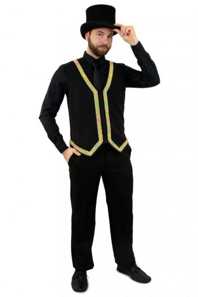 Men waistcoat with lighting with gold piping