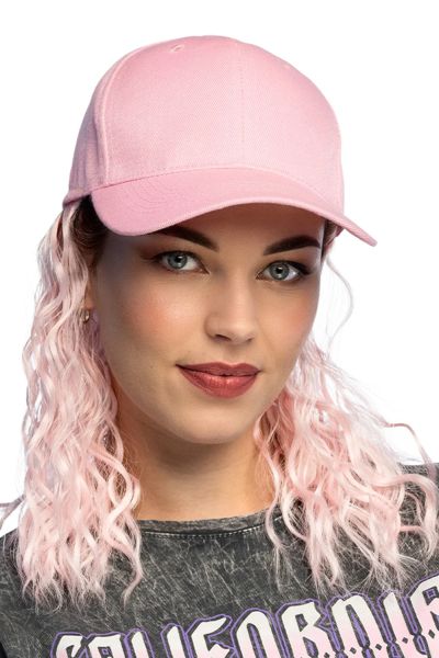 Casey’s cap with a pink wig