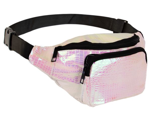 Snake leather print white shoulder bag