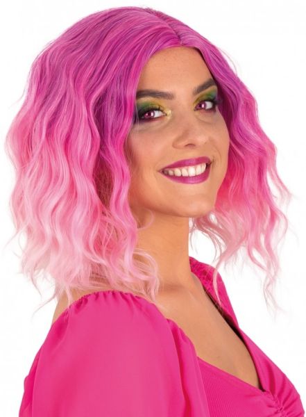 Wig half-long with wave Pink
