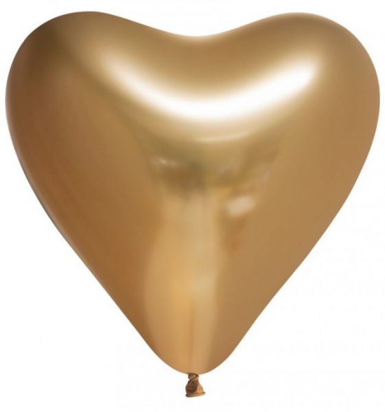 Balloon Heart gold chrome
