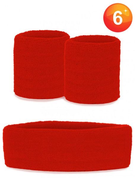 Sets of wristbands and headband red