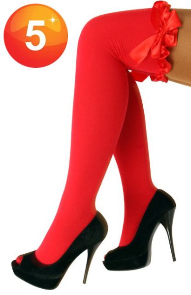 Red Stay-up stockings with bow