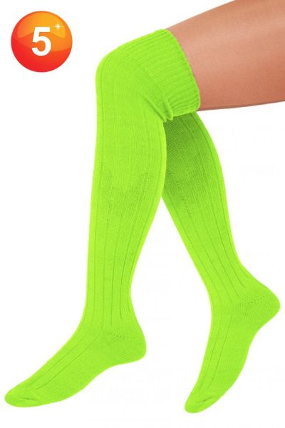 5 Pair of Knitted Long fluorescent green Socks