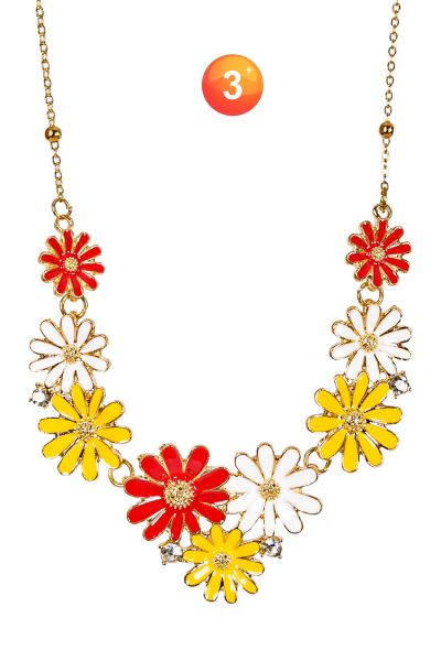 Hippie red-white-yellow Flower Necklace