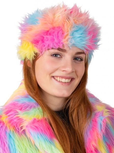 Fluffy Festival headband in mixed pastel colours