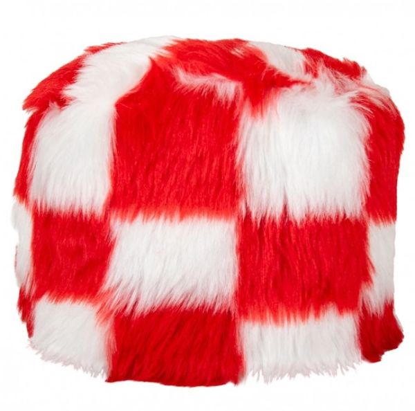 Fur hat red white checkered