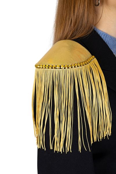 Gold epaulette shiny gold fringes