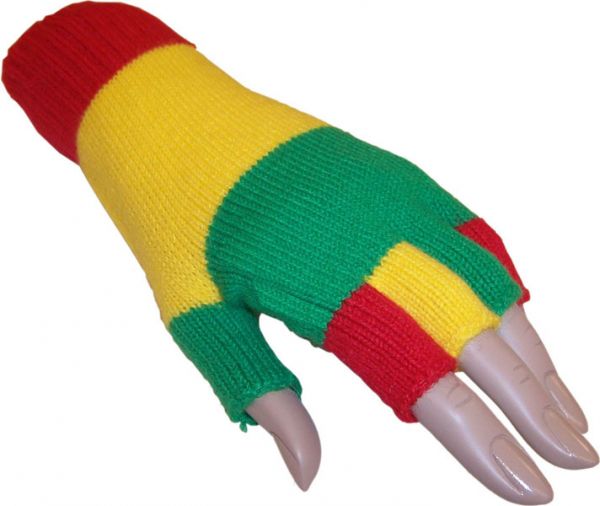 Fingerless glove red yellow green