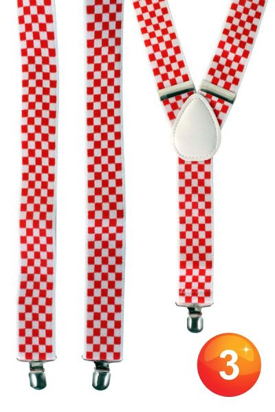 Suspenders red white checkered