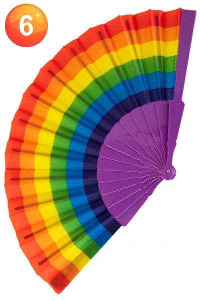 Hand fan rainbow colours