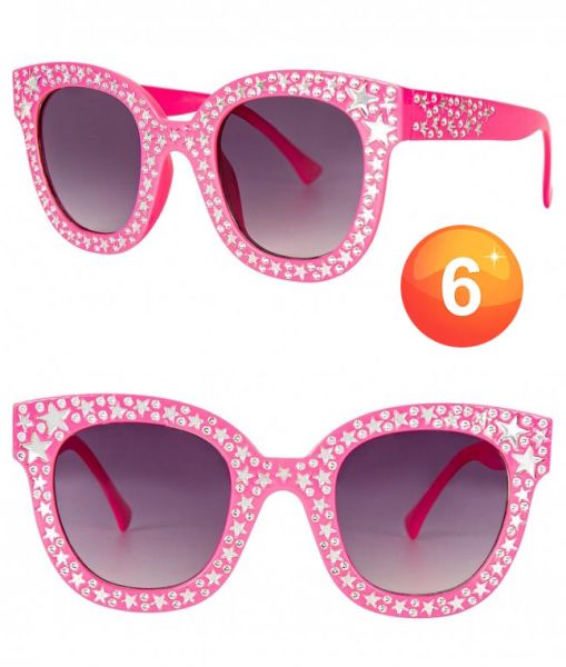 Flashy bling pink glasses with stars and rhinestones