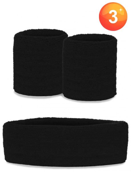 Set of wristbands and headband black