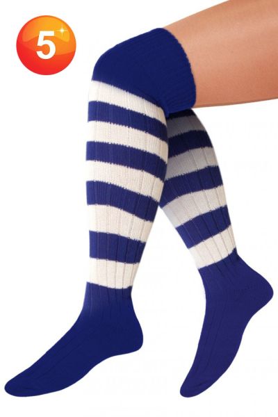 Striped knee socks blue white