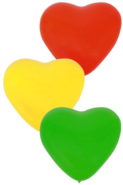 Balloon Heart x 36 Red Yellow Green 32 cm