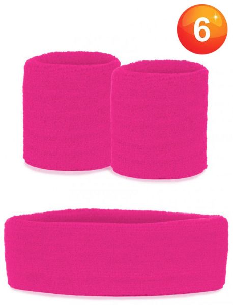 Set of wristbands and headband pink