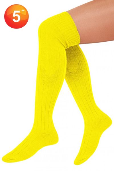 5 Pair of Knitted Long fluorescent yellow Socks