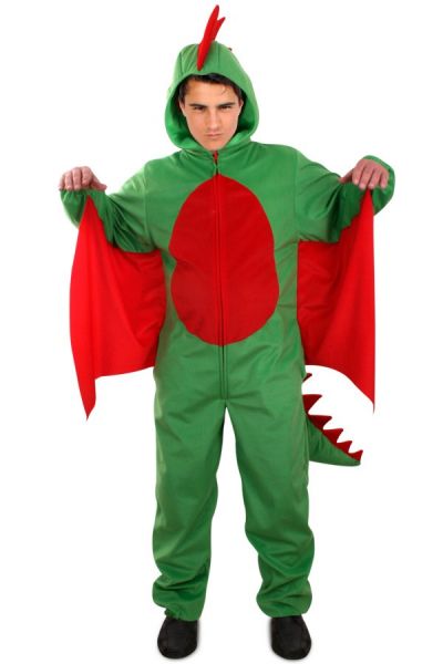 Green dragon plush costume adult