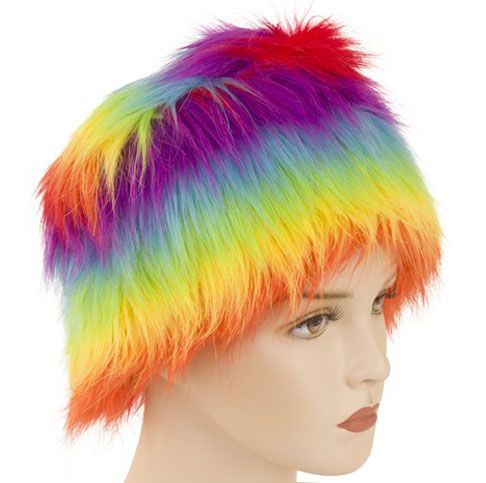 Fur hat rainbow colors