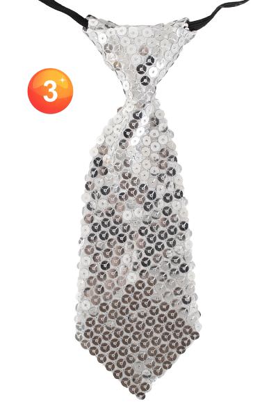Short tie with silver sequins