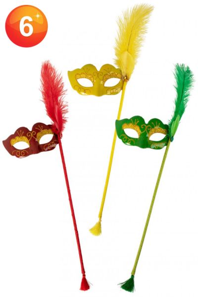 Eye mask on stick red yellow green