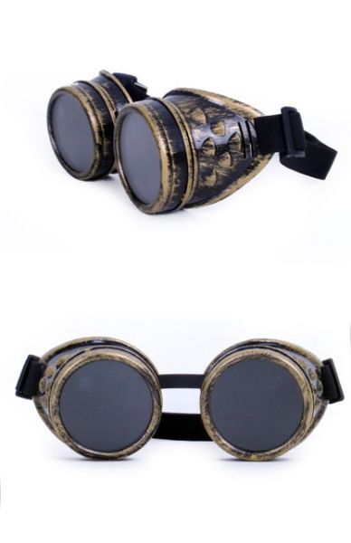 Vintage Gold Steampunk goggles glasses Cosplay