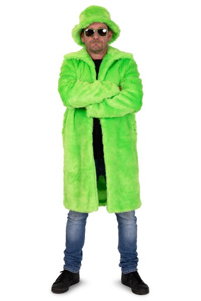 Long jacket fluo neon green fur