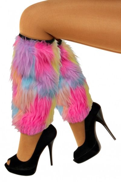 Fluffy Festival Legwarmers in mixed pastel colours