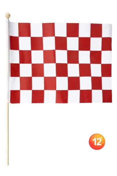 Polyester Flags on stick red white blocked