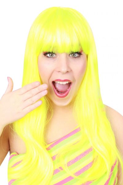 Trendy wig fluorescent yellow long hair