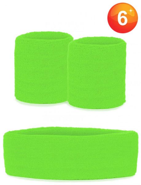 Sets of wristbands and headband neon green