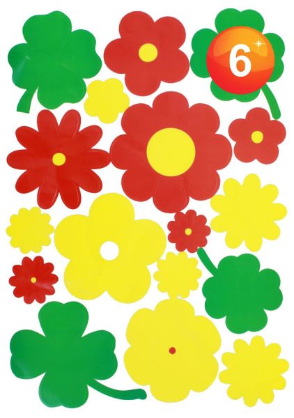 Raamsticker bloemen rood geel groen