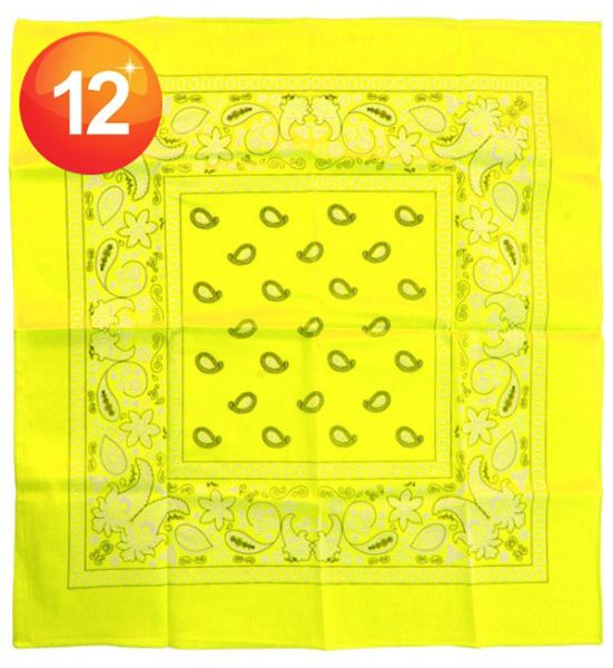 Handkerchief fluorine yellow bandana with pattern