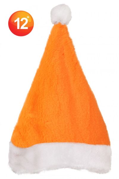 Orange Santa Hat with Pompom and Plush brim