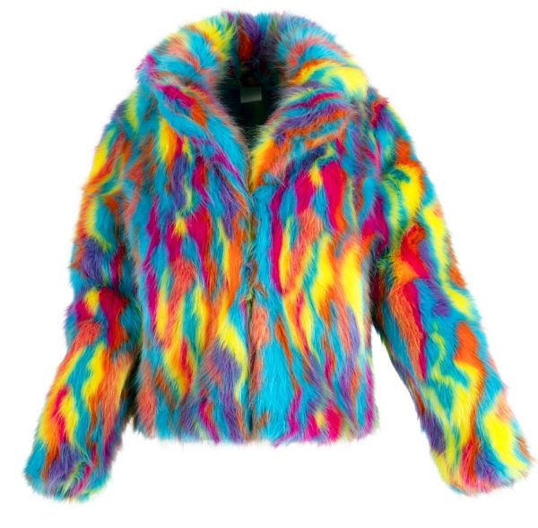 Festival Fur Coat in mixed neon colours