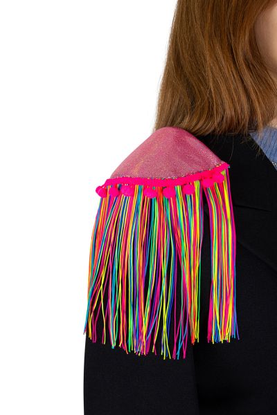 Colourful epaulette shiny neon fringes