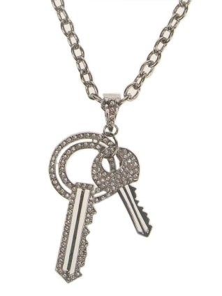 Necklace with 2 keys rhinestone