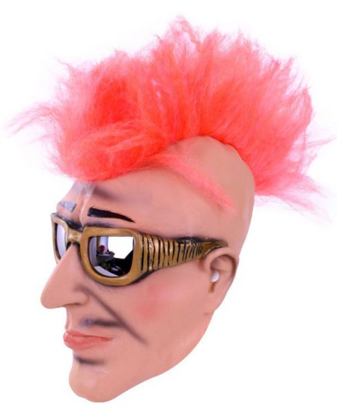 Mask punk rocker with sunglasses and cockscomb